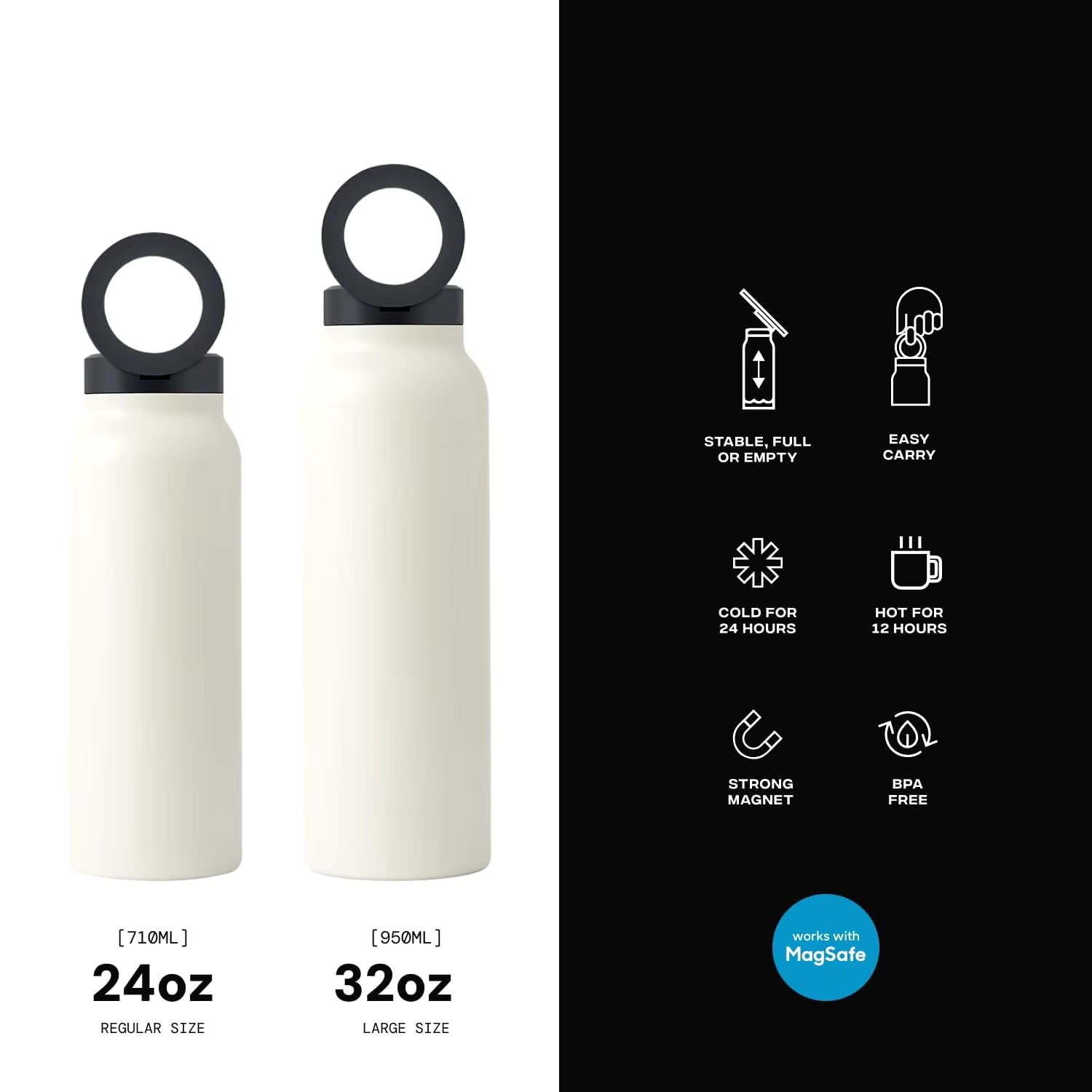 Water Bottle with Phone Holder,Stainless Steel Water Bottle with Magnetic Phone Tripod