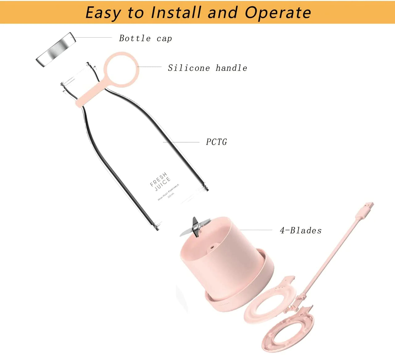 Portable (Bottle,Blender) Electric Fresh Juice Extractors Wireless 