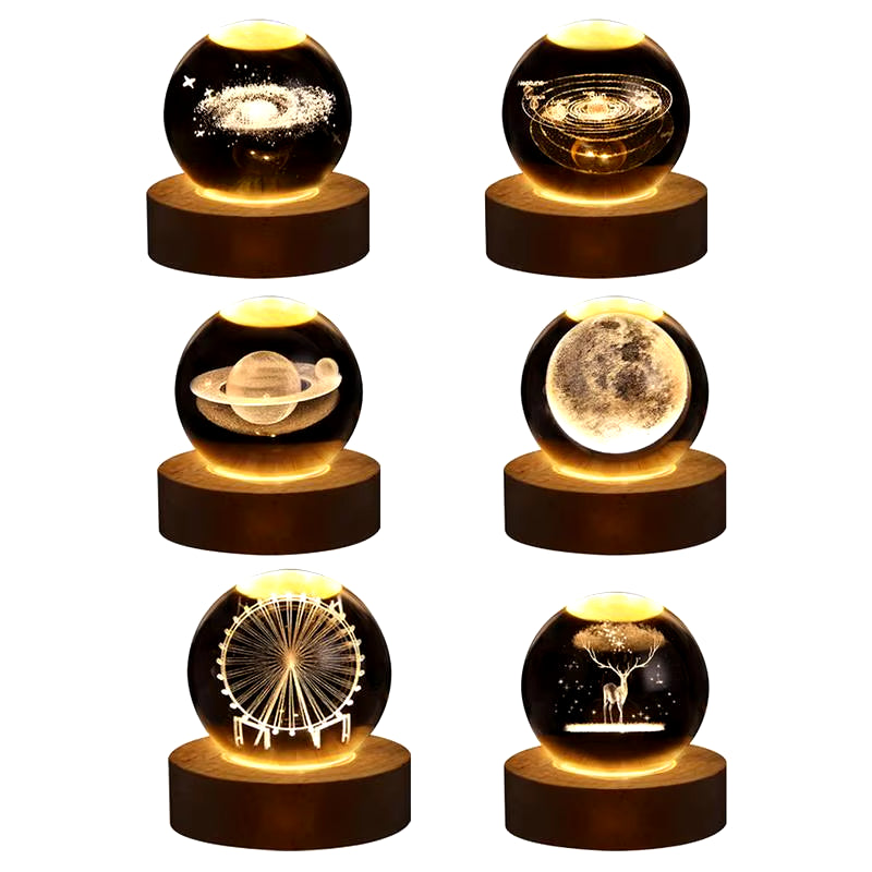 Crystal Ball Night Light 3D Moon Solar System 