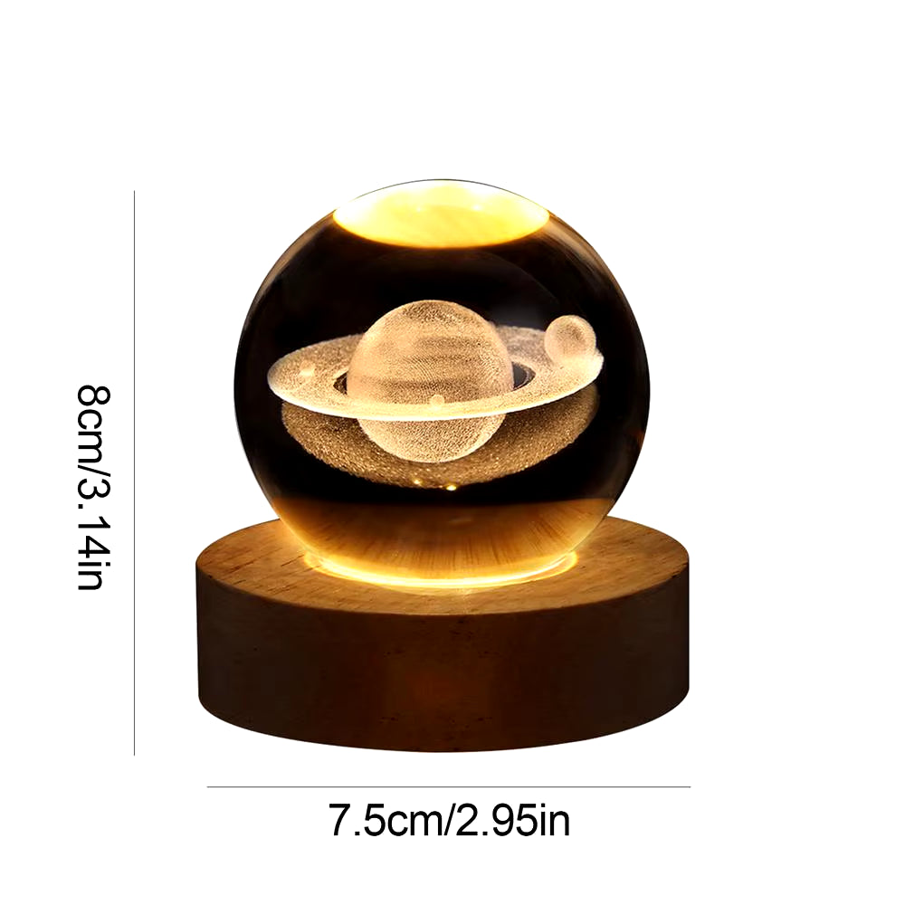 Crystal Ball Night Light 3D Moon Solar System 