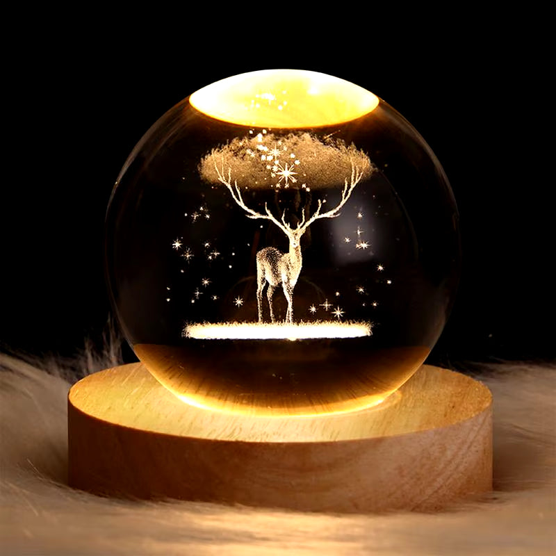 Crystal Ball Night Light 3D Moon Solar System 